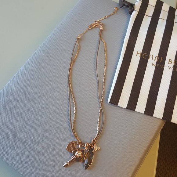 Brand New RARE Henri Bendel Rose Gold Necklace with Charms Pendants - Picture 7 of 11